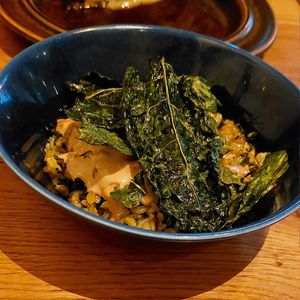 Freekeh / Seasonal Greens (kale) / Hazelnut at Bistro Lupa in Copenhagen