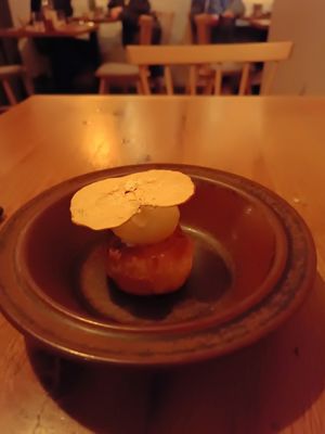 Dessert Apple, lemon ice-cream and roll at Bistro Lupa in Copenhagen