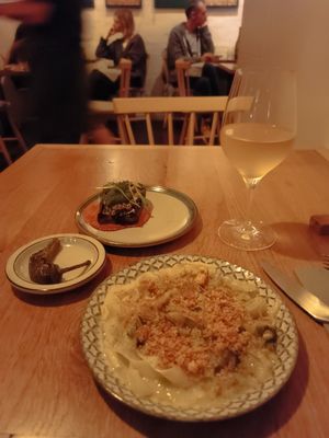 2 course: fettuccine and eggplant at Bistro Lupa in Copenhagen