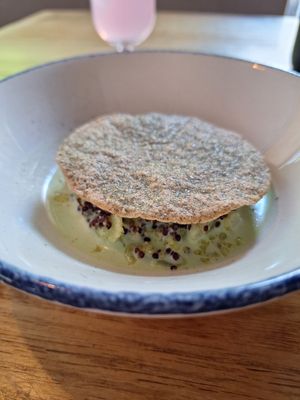 Cauliflower and Quinoa Ceviche+ Buckweat Cracker at Bistro Lupa in Copenhagen