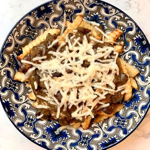 Tdot Poutin - fries, mushroom gravy, cheez at Vegan City Hawai'i in Honolulu