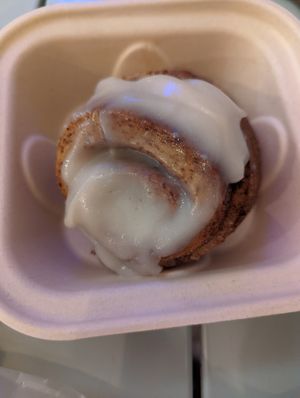 Cinnamon roll (given to us free with our dinner!) at Vegan City Hawai'i in Honolulu