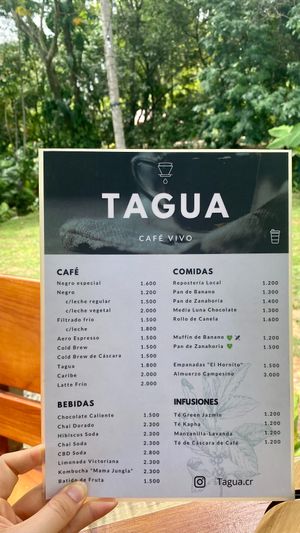 menu at Tagua in Uvita