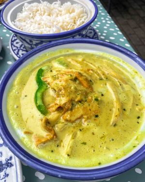 Thai Green Curry with vegan chicken at Thai Garden in Galway