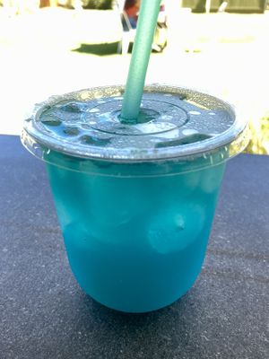 Blue Lavender Lemonade with a pasta straw!  at The Country Eatery in Kahuku