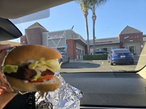 Torta and the building in the background. at Panaderia y Pasteleria la Mexicana in La Habra