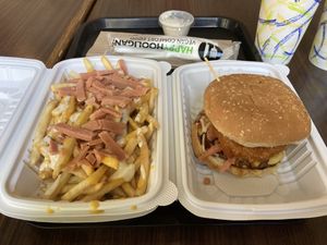 Replacement upgraded fries and BBQ burger at The Happy Hooligans in Berkeley