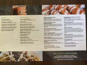 Menu (some of the pictures no longer represent offerings) at The Happy Hooligans in Berkeley