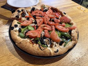 Vegan Grateful Veg on Whole Wheat Crust  at Woodstock's Pizza in Davis