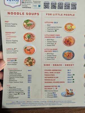 Menu at Le Feu in Mornington