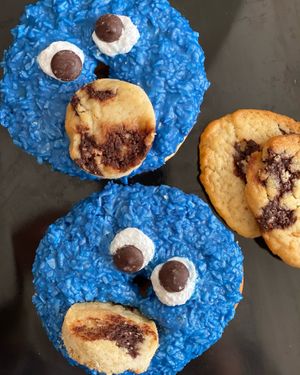 Vegan cookiemonster donut with a blue coconut glaze at Kjeks - Schanze in Hamburg