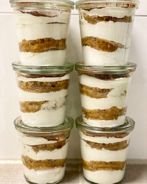 Vegan tiramisu with homemade spoon biscuit and a cream made of cashews at Kjeks - Schanze in Hamburg