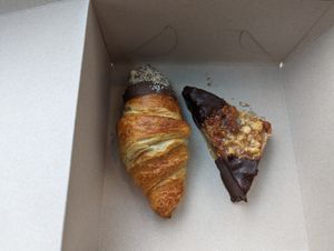 Croissant filled with chocolate mousse, nussecke at Kjeks - Schanze in Hamburg