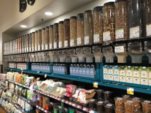 Bins and plant milks at Whole Foods Market - Chelsea in New York City