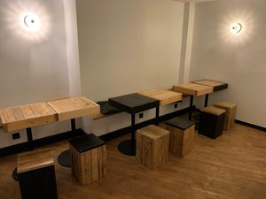 Seating upstairs  at Hank Vegan Burger in Lille