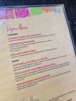 Vegan menu at Javelina Cantina in Sedona