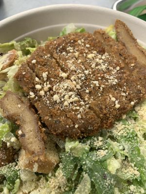 Caesar salad with chickpea cutlet  at DC Vegan in Washington