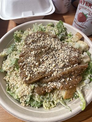 Caesar salad with chickpea cutlet  at DC Vegan in Washington