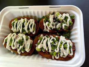 Potato skins at DC Vegan in Washington