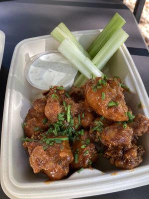 Buffalo cauliflower wings  at DC Vegan in Washington