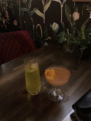 A Prosecco drink and a mezcal drink   at DC Vegan in Washington