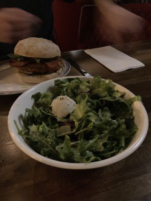 Bleu cheeze salad and chickn cutlet sandwich   at DC Vegan in Washington