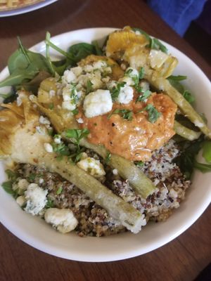 Crispy artichoke bowl-- tangy and flavorful at DC Vegan in Washington