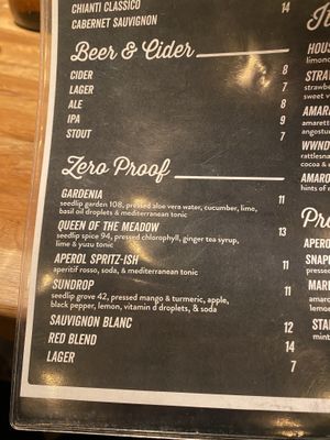 Zero Proof Beverage Menu  at DC Vegan in Washington