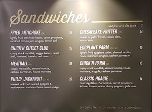 Menu at DC Vegan in Washington