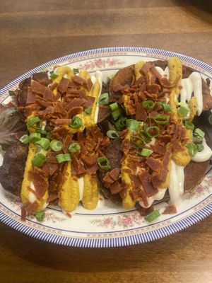 Potato skins  at DC Vegan in Washington