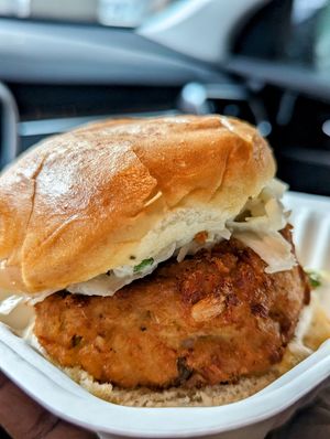 The Chesapeake Fritter Sandwich ( Similar to the MD Crab cake sandwich) at DC Vegan in Washington