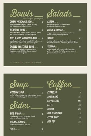 Menu  at DC Vegan in Washington