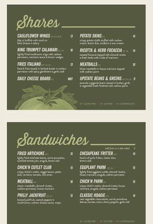 Menu  at DC Vegan in Washington