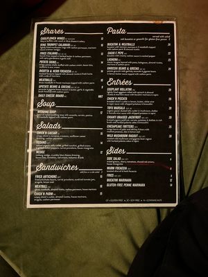 Menu  at DC Vegan in Washington