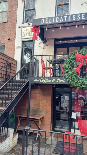 Dine downstairs then take home coll stuff from the deli like wine, cheese, salt, and tshirts (also a full menu up there) at DC Vegan in Washington