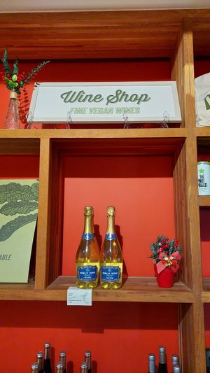 Upstairs has a nice wine selection at DC Vegan in Washington