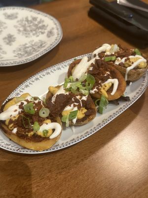 Potato skins   at DC Vegan in Washington