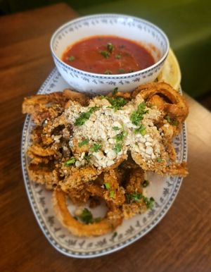 Vegan calamari at DC Vegan in Washington