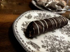 Chocolate cannoli (vanilla chocolate chip filling)  at DC Vegan in Washington