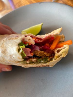 Seitan burrito. Small but tasty! at Savanna in Puerto Escondido