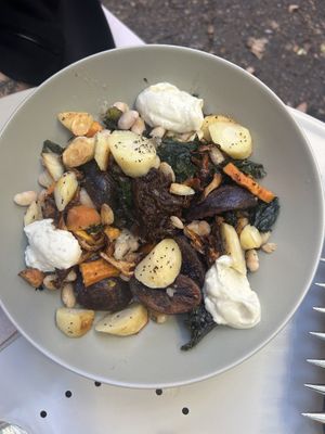 Autumn Hash with added Foraged Mushrooms   at Acorn Community Cafe in Eugene