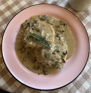 Biscuit & Gravy, a huge biscuit with the best mushroom gravy I’ve had. Pair it with a Happy Camper or other hot drink and you’re all set for a cozy and delicious meal.   at Acorn Community Cafe in Eugene