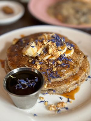 Super cute and tasty pancakes!  at Acorn Community Cafe in Eugene