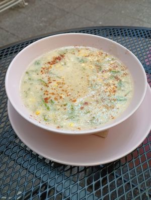 Corn chowder at Acorn Community Cafe in Eugene