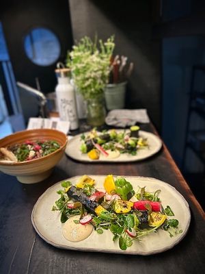 Calabacines , berros de Aguas y algas  at Fat Veggies in Barcelona