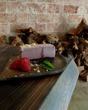 Strawberry and cocoa semifreddo at Fat Veggies in Barcelona