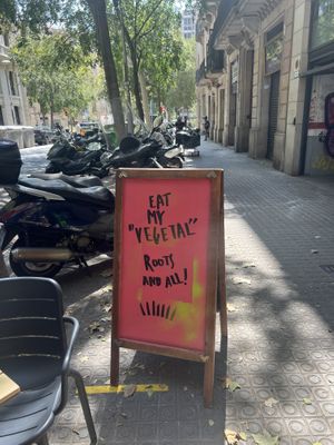 Sign   at Fat Veggies in Barcelona