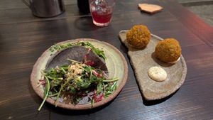 Tacos and croquettes at Fat Veggies in Barcelona