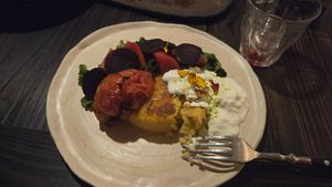 Polenta with Stracciatella at Fat Veggies in Barcelona