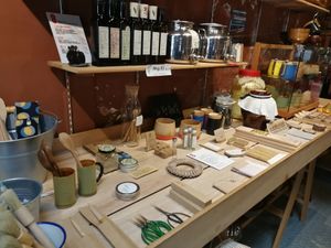 items on display inside the shop at XīnCūn Xiǎo ShāngHào 新村小商號 in New Taipei City